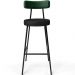 Kit 03 Banquetas Alta Bar Cozinha Sala De Jantar Milão L02 Facto Verde Couríssimo Preto - Lyam Decor