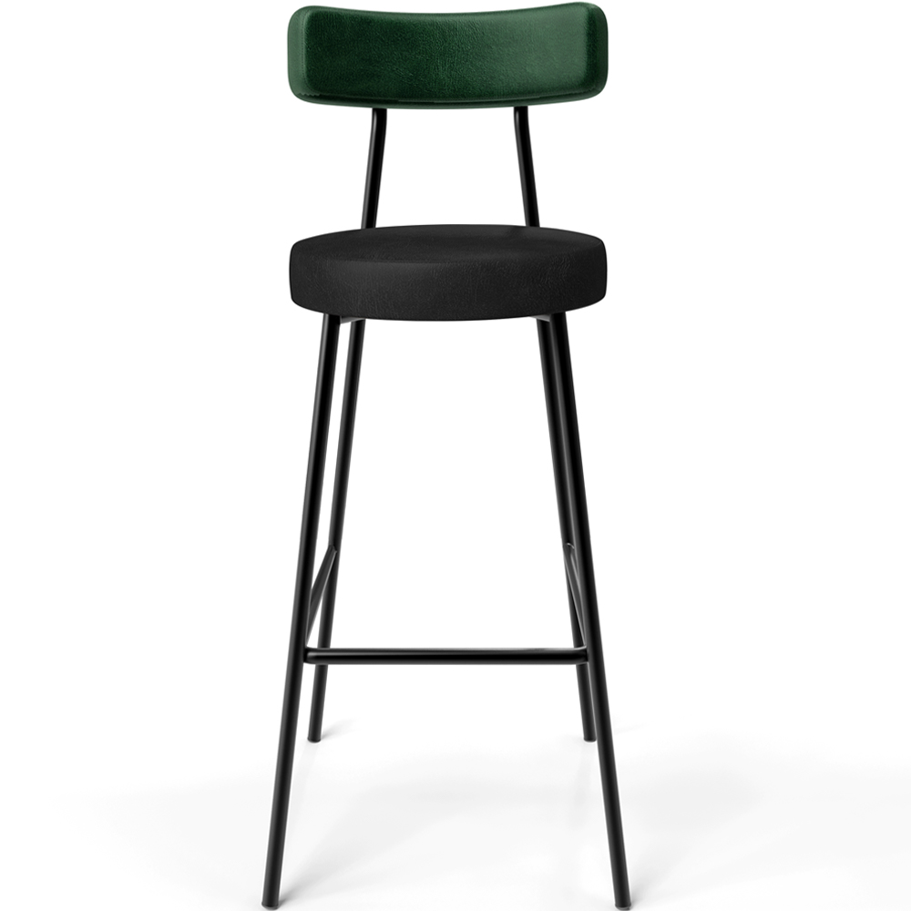 Kit 03 Banquetas Alta Bar Cozinha Sala De Jantar Milão L02 Facto Verde Couríssimo Preto - Lyam Decor