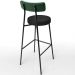 Kit 03 Banquetas Alta Bar Cozinha Sala De Jantar Milão L02 Facto Verde Couríssimo Preto - Lyam Decor
