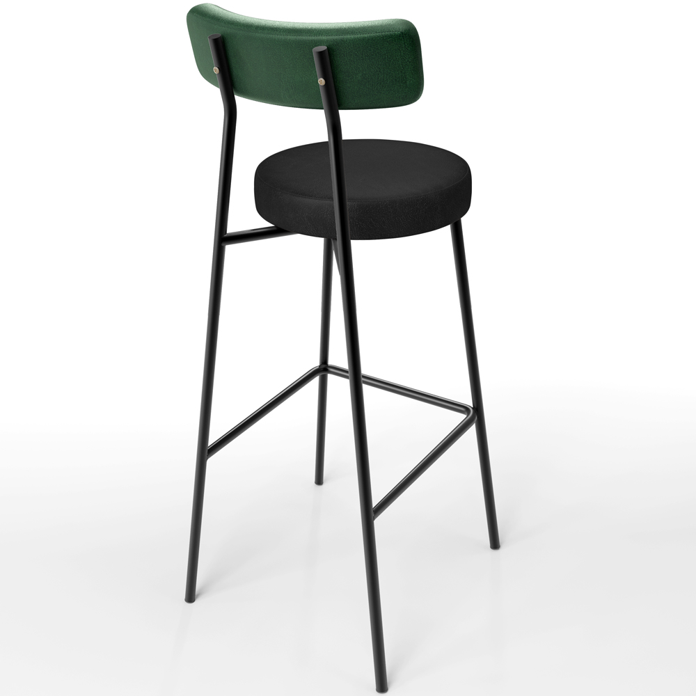 Kit 03 Banquetas Alta Bar Cozinha Sala De Jantar Milão L02 Facto Verde Couríssimo Preto - Lyam Decor