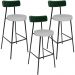 Kit 03 Banquetas Alta Bar Cozinha Sala De Jantar Milão L02 Facto Verde Musgo Linho Cinza - Lyam Decor