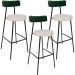 Kit 03 Banquetas Alta Bar Cozinha Sala De Jantar Milão L02 Facto Verde Musgo Linho Cru - Lyam Decor