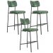Kit 03 Banquetas Alta Bar Cozinha Sala De Jantar Preto Elira L02 Couríssimo Verde - Lyam Decor