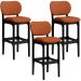 Kit 03 Banquetas Alta Bar Cozinha Sala Jantar Fixa Betta L02 Preto Tecido Terracota - Lyam Decor