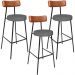 Kit 03 Banquetas Alta Bar Cozinha Sala Jantar Milão L02 Couríssimo Camel Cinza Escuro - Lyam Decor
