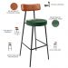 Kit 03 Banquetas Alta Bar Cozinha Sala Jantar Milão L02 Couríssimo Camel Facto Verde - Lyam Decor