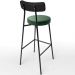 Kit 03 Banquetas Alta Bar Cozinha Sala Jantar Milão L02 Couríssimo Preto Facto Verde - Lyam Decor