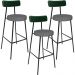 Kit 03 Banquetas Alta Bar Cozinha Sala Jantar Milão L02 Facto Verde Linho Cinza Escuro - Lyam Decor