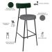 Kit 03 Banquetas Alta Bar Cozinha Sala Jantar Milão L02 Facto Verde Linho Cinza Escuro - Lyam Decor