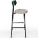 Kit 03 Banquetas Alta Bar Cozinha Sala Jantar Milão L02 Facto Verde Musgo Linho Bege - Lyam Decor