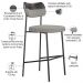 Kit 03 Banquetas Alta Bar Cozinha Sala Jantar Preto Elira L02 Couríssimo Preto Linho Cinza - Lyam Decor