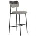 Kit 03 Banquetas Alta Bar Cozinha Sala Jantar Preto Elira L02 Couríssimo Preto Linho Cinza - Lyam Decor
