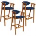 Kit 03 Banquetas Alta Cozinha Bancada Bar Sala de Jantar Fixa Cecília L02 Suede Azul Marinho - Lyam