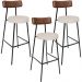 Kit 03 Banquetas Alta Cozinha Bar Sala De Jantar Milão L02 Couríssimo Marrom Linho Cru - Lyam Decor