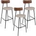 Kit 03 Banquetas Alta Cozinha Bar Sala Jantar Milão L02 Couríssimo Marrom Linho Bege - Lyam Decor
