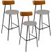 Kit 03 Banquetas Alta Cozinha Sala Jantar Aço Milão L02 Couríssimo Whisky Linho Bege - Lyam Decor