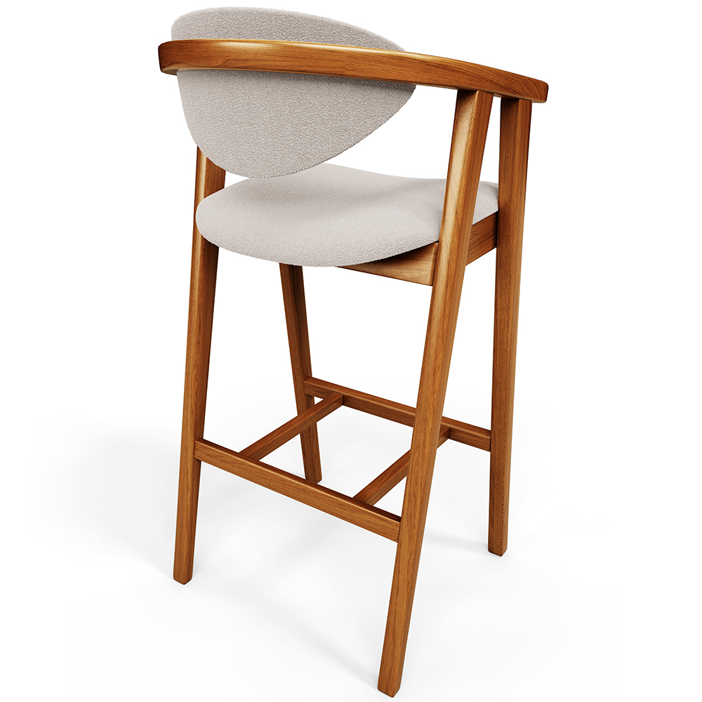 Kit 03 Banquetas Alta Para Cozinha Bancada Bar Sala de Jantar Fixa Cecília L02 Bouclê Creme - Lyam