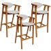 Kit 03 Banquetas Alta Para Cozinha Bancada Bar Sala de Jantar Fixa Cecília L02 Bouclê Cru - Lyam