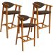 Kit 03 Banquetas Alta Para Cozinha Bancada Bar Sala de Jantar Fixa Cecília L02 Suede Marrom - Lyam