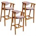 Kit 03 Banquetas Alta Para Cozinha Bancada Bar Sala de Jantar Fixa Cecília L02 Suede Rosê - Lyam