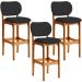 Kit 03 Banquetas Alta Para Cozinha Madeira Fixa Betta L02 Imbuia Facto Preto - Lyam Decor