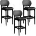 Kit 03 Banquetas Alta Para Cozinha Madeira Fixa Betta L02 Preto Couríssimo Preto - Lyam Decor