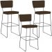 Kit 03 Banquetas Alta Para Cozinha Sala De Jantar Base Em Aço Allana L02 Suede Marrom - Lyam Decor