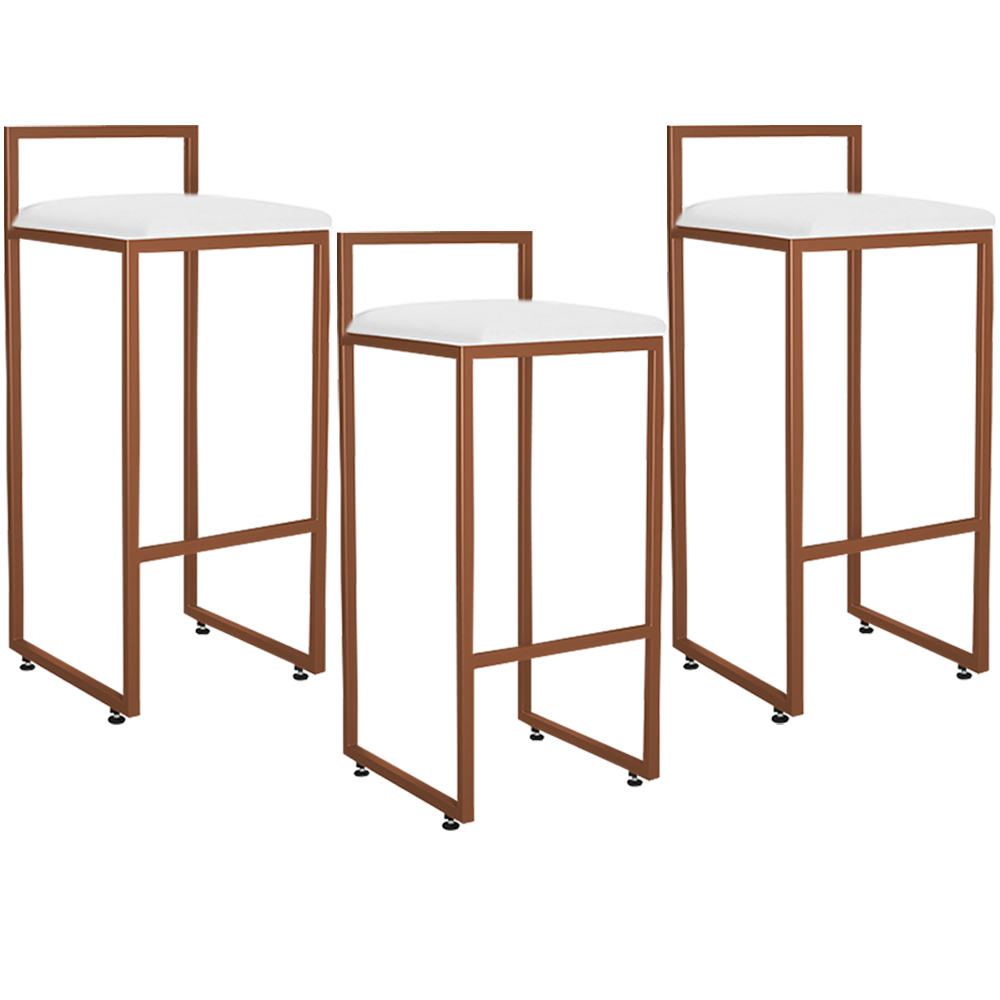 Kit 03 Banquetas Alta Para Cozinha Sala De Jantar Hanna L02 Bronze Corano Branco - Lyam Decor