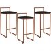 Kit 03 Banquetas Alta Para Cozinha Sala De Jantar Hanna L02 Bronze Corano Preto - Lyam Decor