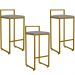 Kit 03 Banquetas Alta Para Cozinha Sala De Jantar Hanna L02 Dourado Corano Cinza - Lyam Decor