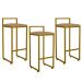 Kit 03 Banquetas Alta Para Cozinha Sala De Jantar Hanna L02 Dourado Linho Bege Escuro - Lyam Decor