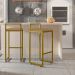 Kit 03 Banquetas Alta Para Cozinha Sala De Jantar Hanna L02 Dourado Linho Bege Escuro - Lyam Decor