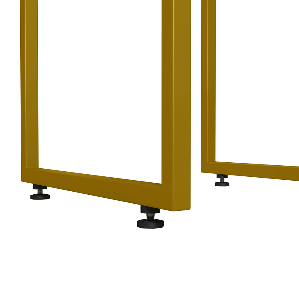 Kit 03 Banquetas Alta Para Cozinha Sala De Jantar Hanna L02 Dourado Linho Bege Escuro - Lyam Decor