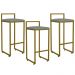 Kit 03 Banquetas Alta Para Cozinha Sala De Jantar Hanna L02 Dourado Linho Cinza Escuro - Lyam Decor