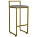 Kit 03 Banquetas Alta Para Cozinha Sala De Jantar Hanna L02 Dourado Linho Cinza Escuro - Lyam Decor