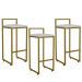 Kit 03 Banquetas Alta Para Cozinha Sala De Jantar Hanna L02 Dourado Linho Cru - Lyam Decor