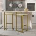 Kit 03 Banquetas Alta Para Cozinha Sala De Jantar Hanna L02 Dourado Linho Cru - Lyam Decor