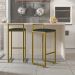 Kit 03 Banquetas Alta Para Cozinha Sala De Jantar Hanna L02 Dourado Linho Verde Musgo - Lyam Decor