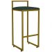Kit 03 Banquetas Alta Para Cozinha Sala De Jantar Hanna L02 Dourado Linho Verde Musgo - Lyam Decor
