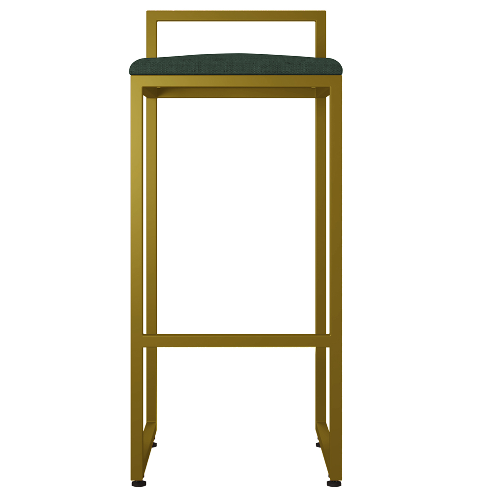 Kit 03 Banquetas Alta Para Cozinha Sala De Jantar Hanna L02 Dourado Linho Verde Musgo - Lyam Decor
