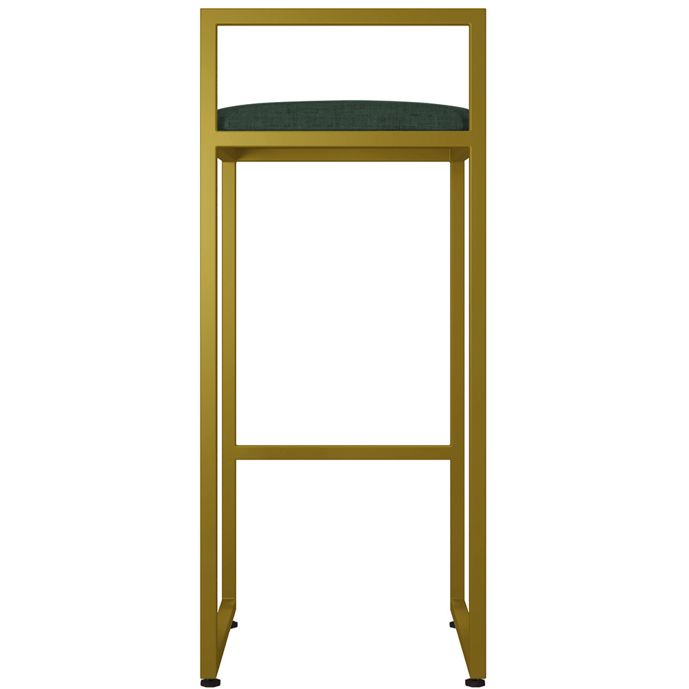 Kit 03 Banquetas Alta Para Cozinha Sala De Jantar Hanna L02 Dourado Linho Verde Musgo - Lyam Decor
