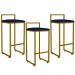 Kit 03 Banquetas Alta Para Cozinha Sala De Jantar Hanna L02 Dourado Suede Azul Marinho - Lyam Decor