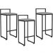 Kit 03 Banquetas Alta Para Cozinha Sala De Jantar Hanna L02 Preto Corano Cinza - Lyam Decor