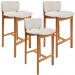 Kit 03 Banquetas Alta Para Cozinha Sala de Jantar Bar Dara L02 Linho Cru - Lyam Decor
