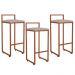 Kit 03 Banquetas Alta Para Cozinha Sala de Jantar Hanna L02 Bronze Linho Bege - Lyam Decor