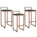 Kit 03 Banquetas Alta Para Cozinha Sala de Jantar Hanna L02 Bronze Linho Chumbo - Lyam Decor