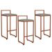 Kit 03 Banquetas Alta Para Cozinha Sala de Jantar Hanna L02 Bronze Linho Cinza Escuro - Lyam Decor