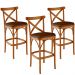 Kit 03 Banquetas Altas Cozinha Bancada Bar Sala Jantar Estofada Ávila L02 Couríssimo Marrom - Lyam