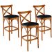 Kit 03 Banquetas Altas Cozinha Bancada Bar Sala Jantar Estofada Ávila L02 Couríssimo Preto - Lyam