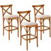Kit 03 Banquetas Altas Cozinha Bancada Bar Sala de Jantar Estofada Ávila L02 Suede Bege - Lyam